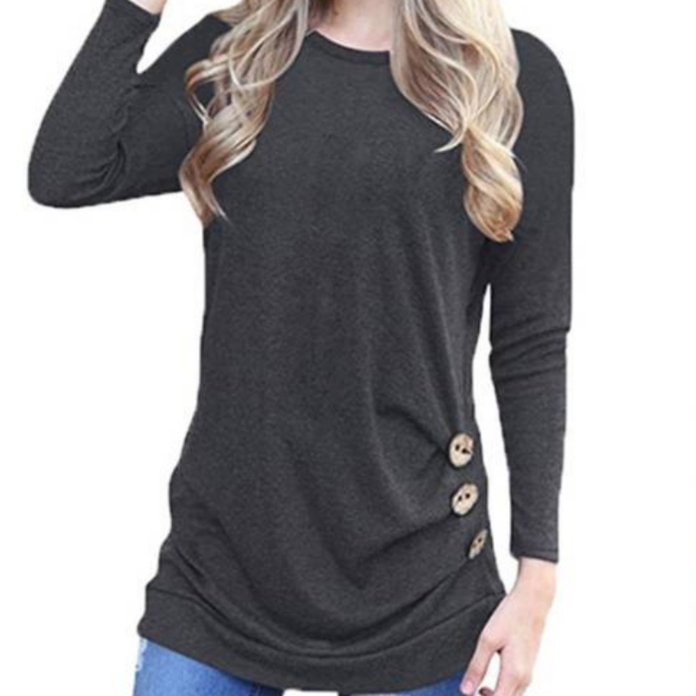 Long sleeve loose button blouse